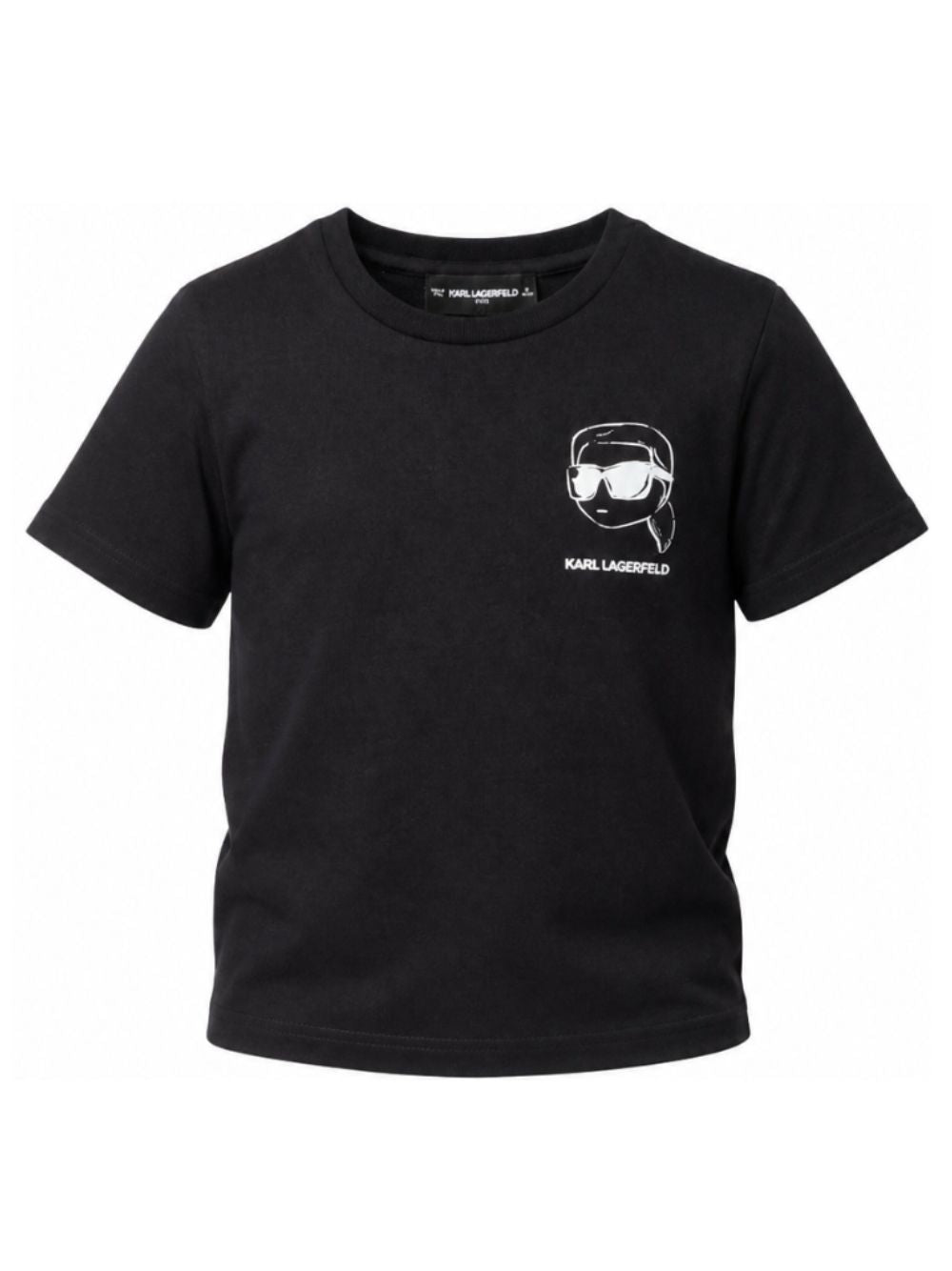 T-shirt per bambino Karl Lagerfeld Kids nera con stampa grafica Z31359 09B KARL LAGERFELD KIDS