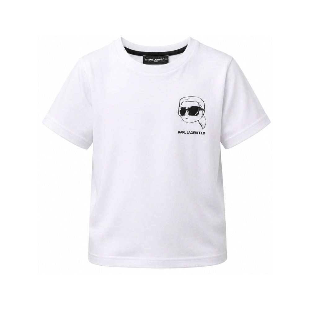 T-shirt per bambino Karl Lagerfeld Kids bianca con stampa grafica Z31359 10P KARL LAGERFELD KIDS