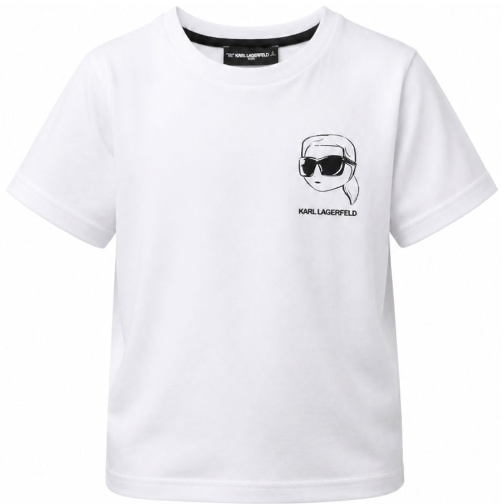 T-shirt per bambino Karl Lagerfeld Kids bianca con stampa grafica Z31359 10P KARL LAGERFELD KIDS