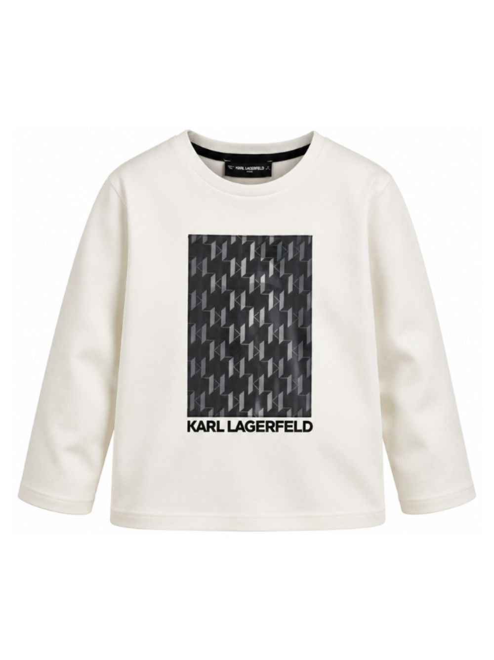 T-shirt per bambino Karl Lagerfeld Kids bianca con decorazione Z31364 182 KARL LAGERFELD KIDS