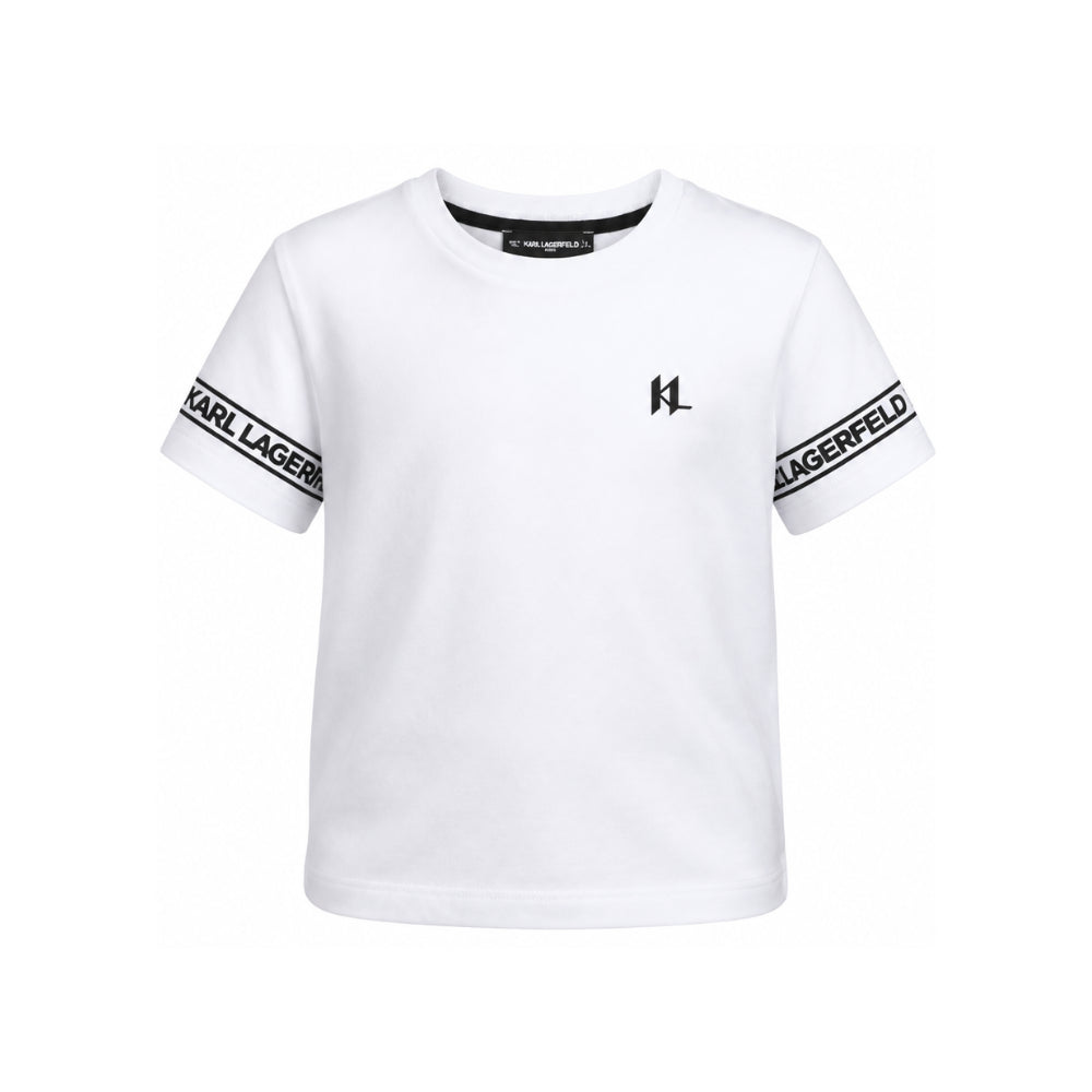 T-shirt per bambino Karl Lagerfeld Kids bianca con dettaglio logo Z31367 10P KARL LAGERFELD KIDS