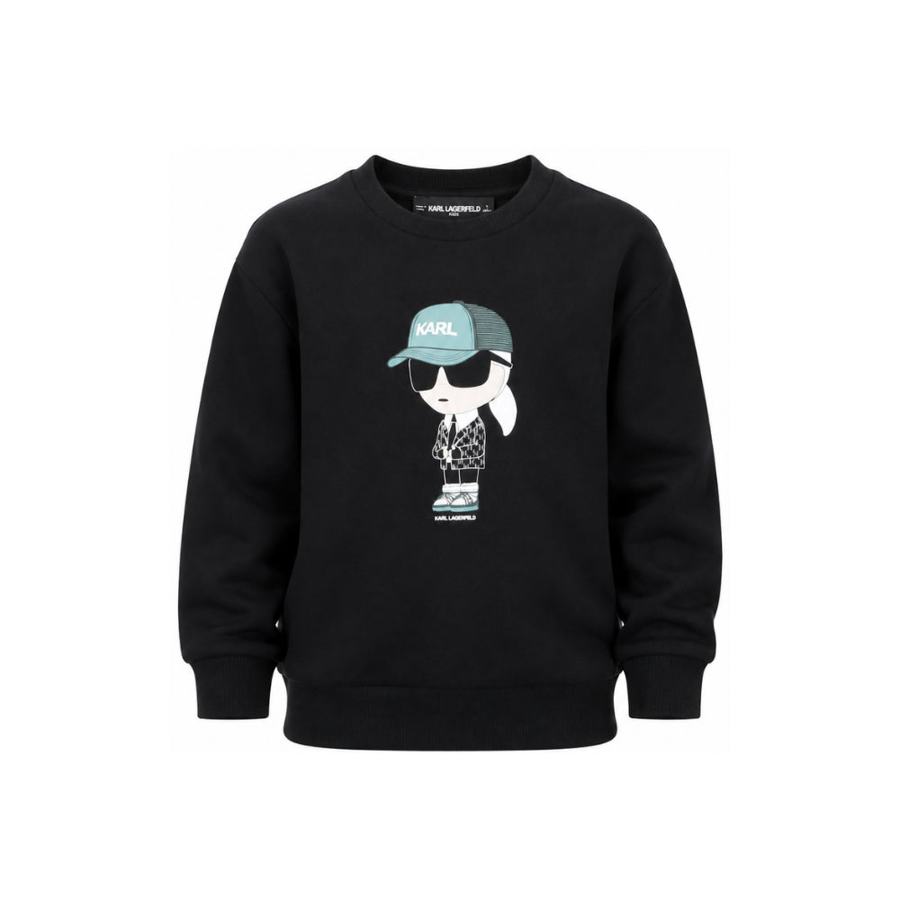 Felpa per bambino Karl Lagerfeld Kids nera con stampa grafica Z31370 09B KARL LAGERFELD KIDS
