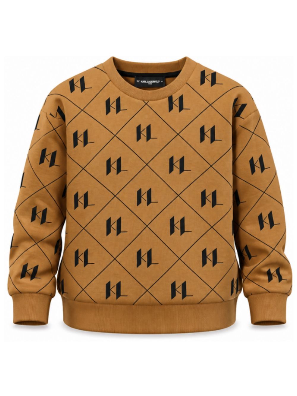 Felpa per bambino Karl Lagerfeld Kids marrone con monogramma Z31371 300 KARL LAGERFELD KIDS