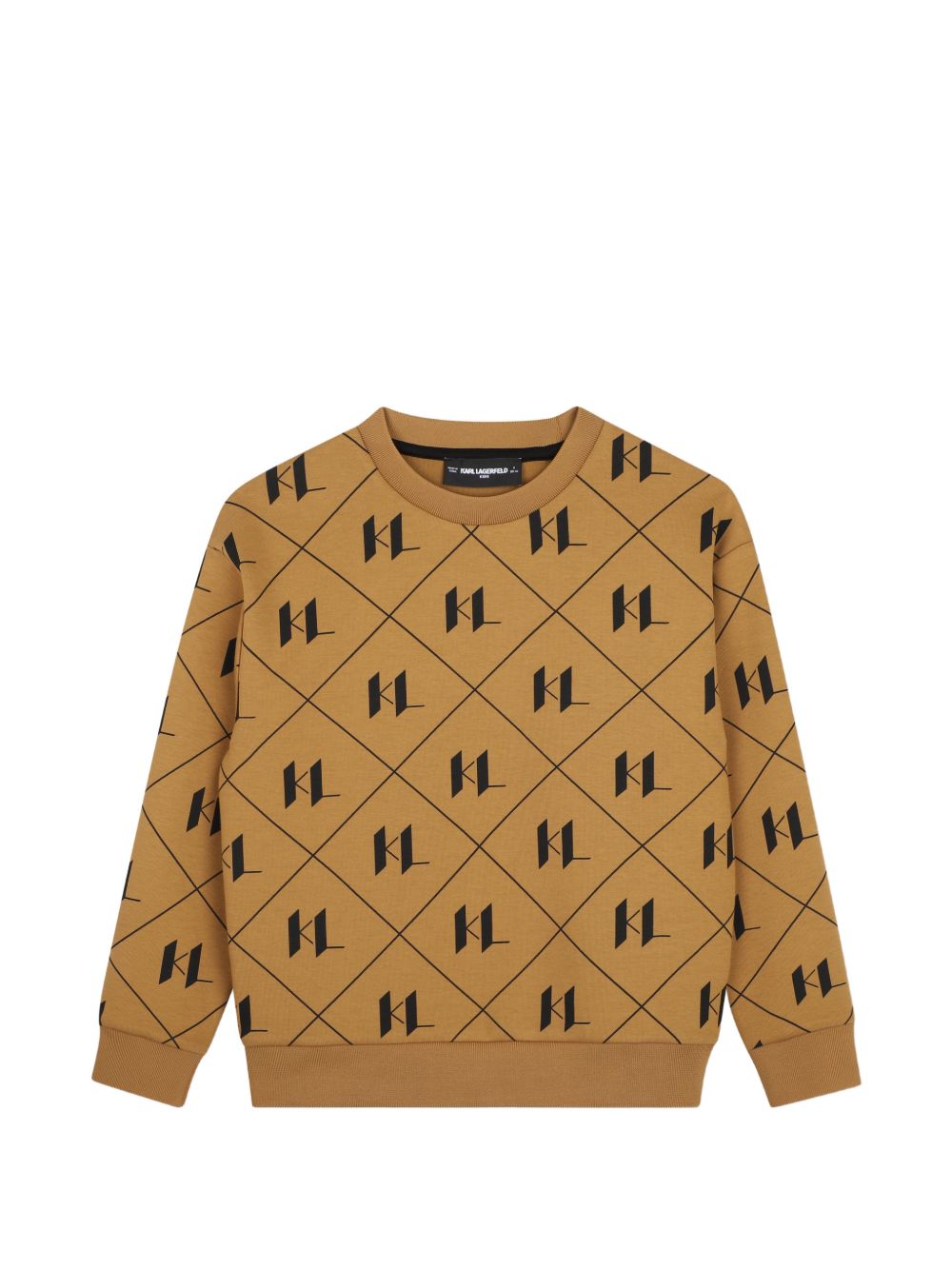 Felpa per bambino Karl Lagerfeld Kids cammello con monogramma Z31371 300 KARL LAGERFELD KIDS