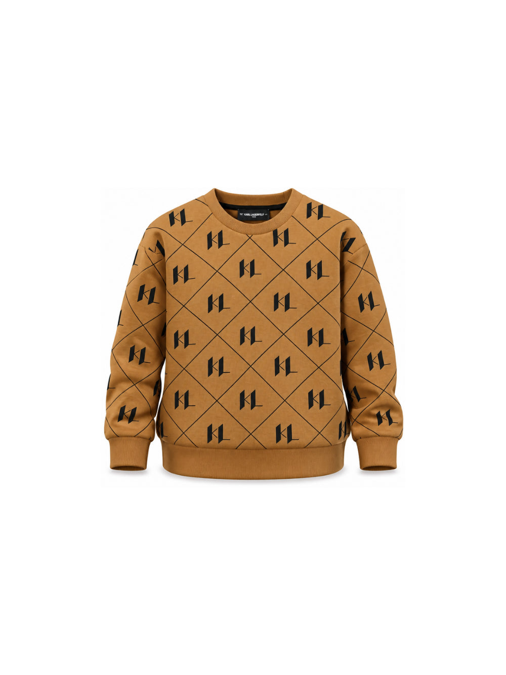 Felpa per bambino Karl Lagerfeld Kids marrone con monogramma Z31371 300 KARL LAGERFELD KIDS