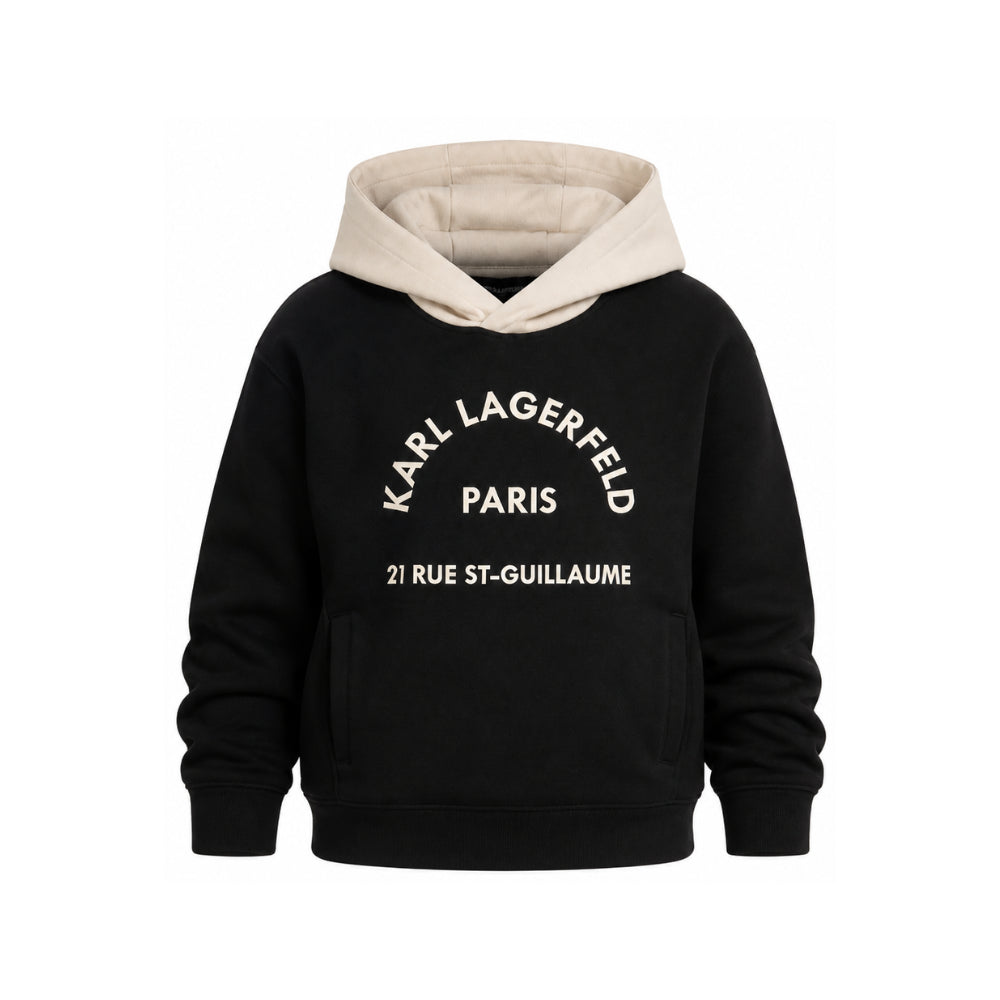 Felpa per bambino Karl Lagerfeld Kids nera con logo sul davanti Z31372 09B KARL LAGERFELD KIDS