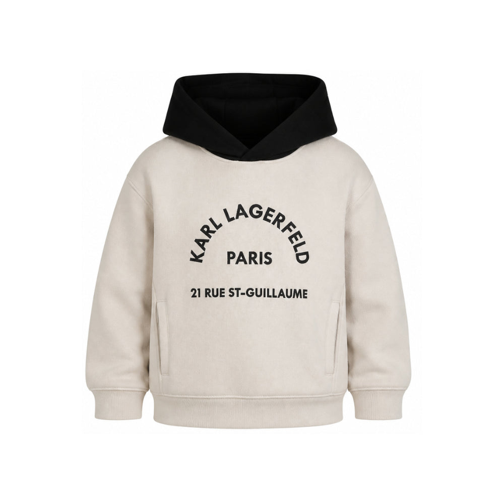 Felpa per bambino Karl Lagerfel Kids beige con logo sul davanti Z31372 184 KARL LAGERFELD KIDS