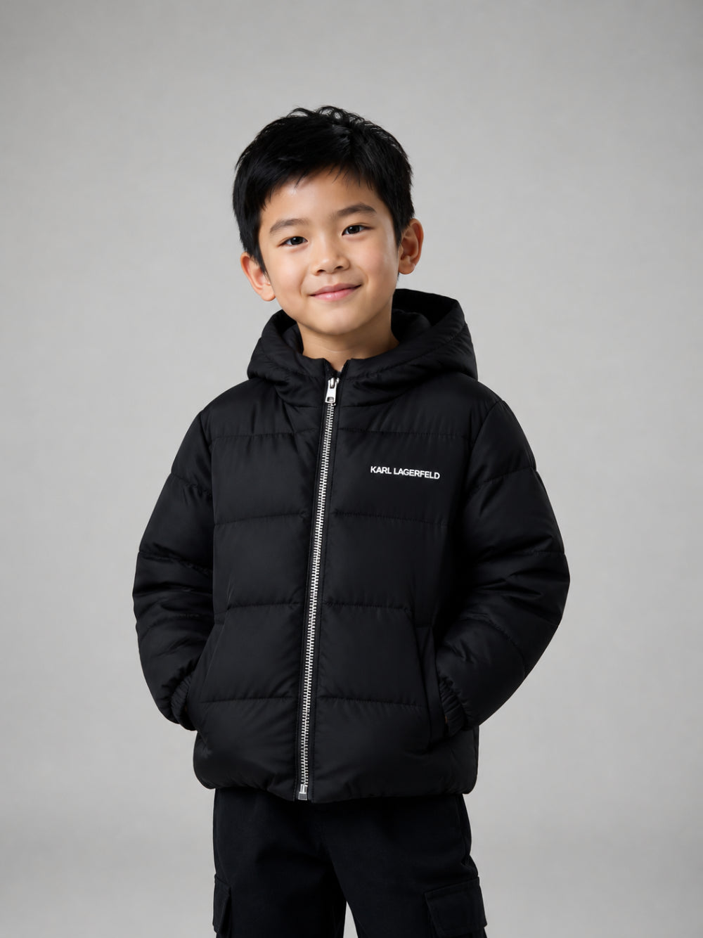 Piumino per bambino Karl Lgerfeld Kids nero con cappuccio Z31393 09B KARL LAGERFELD KIDS