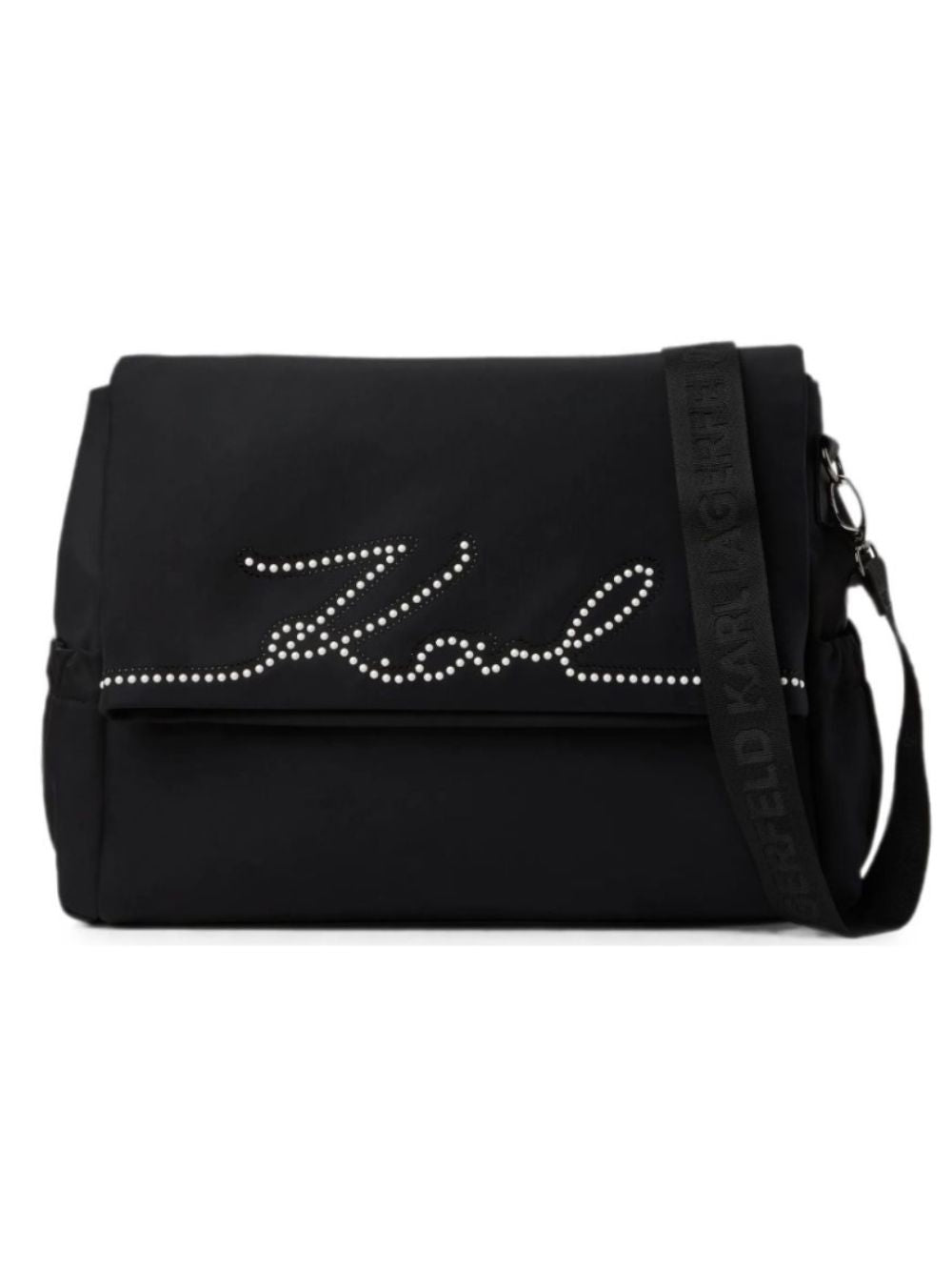 Borsa fasciatoio per neonati Karl Lagerfeld Kids nera con logo con strass sul davanti Z31415 09B KARL LAGERFELD KIDS