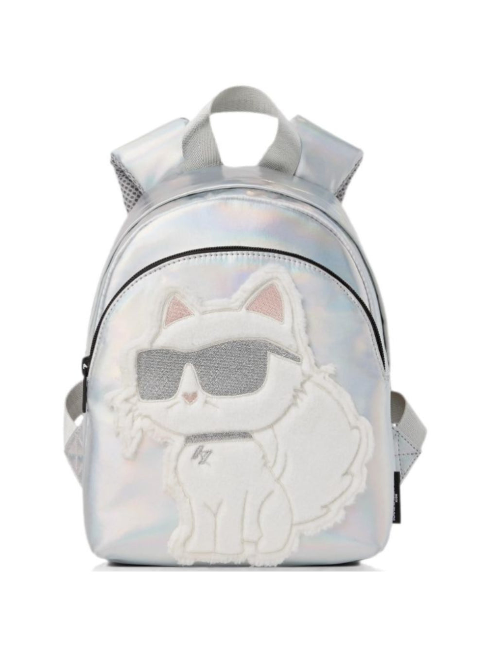 Zaino per bambina Karl Lagerfeld Kids argentato con stampa Choupette sul davanti Z31420 111 KARL LAGERFELD KIDS