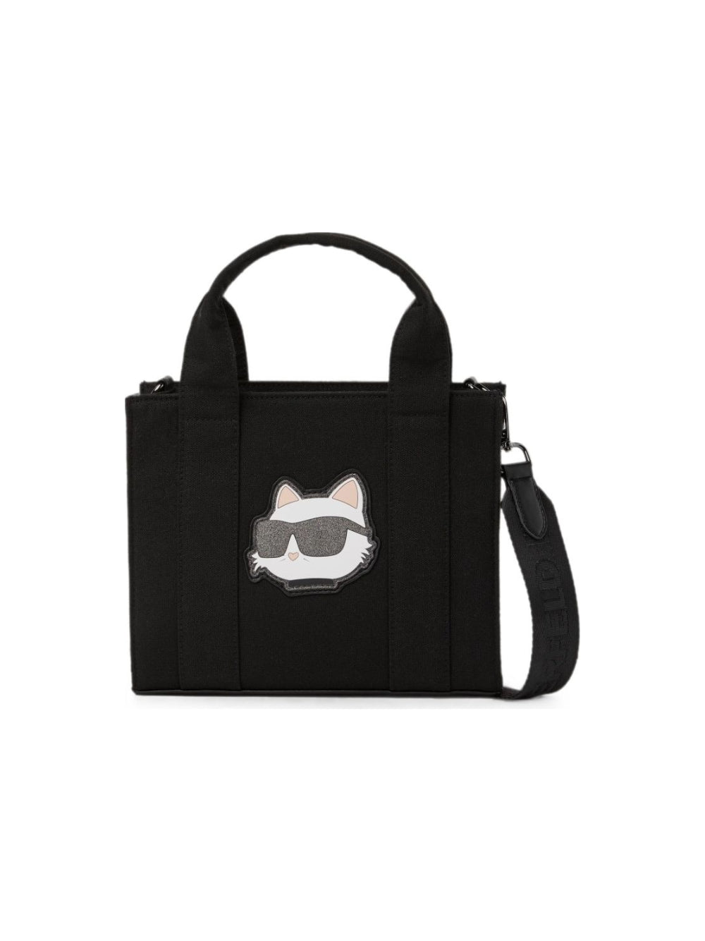 Borsa tote per bambina Karl Lagerfeld Kids nera con stampa Ikon Choupette sul davanti Z31468 09B KARL LAGERFELD KIDS