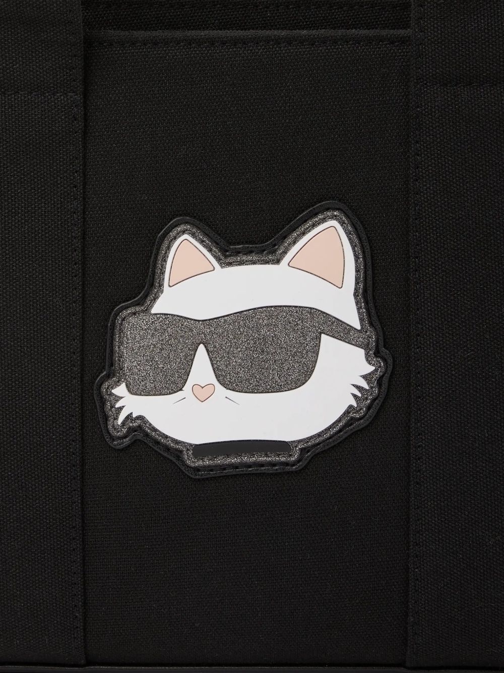 Borsa tote per bambina Karl Lagerfeld Kids nera con stampa Ikon Choupette sul davanti Z31468 09B KARL LAGERFELD KIDS
