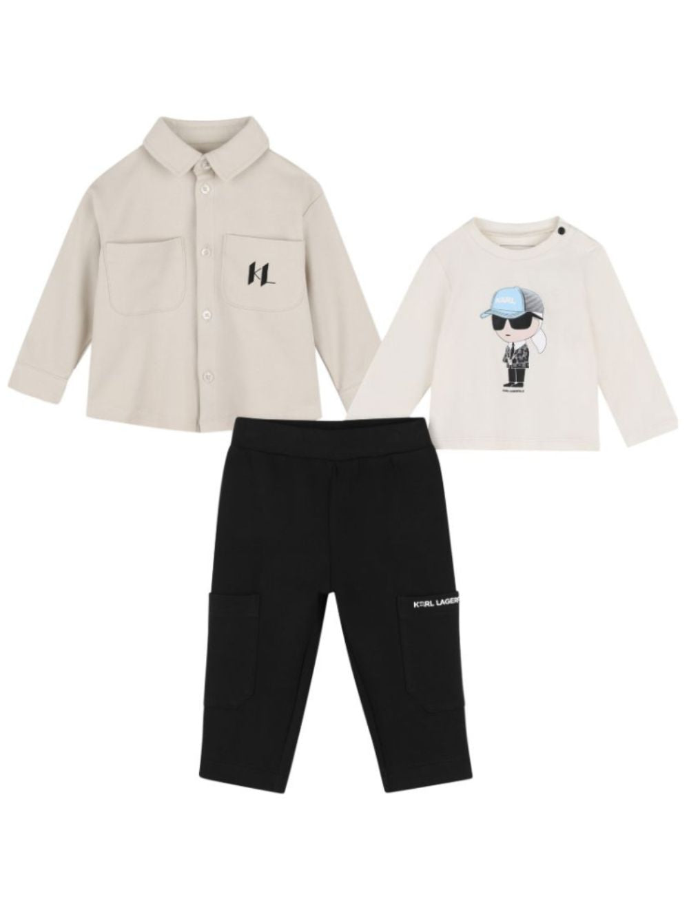 Set tre pezzi per neonato Karl Lagerfeld Kids multicolore con stampa Ikon Karl Z31484 M41 KARL LAGERFELD KIDS