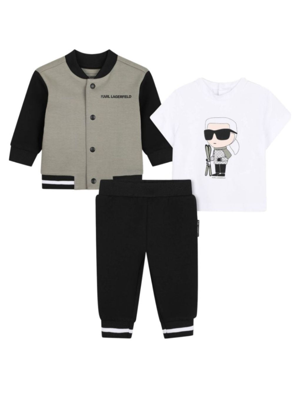 Set tre pezzi per neonato Karl Lagerfeld Kids multicolore con stampa con logo sul davanti Z31492 U60 KARL LAGERFELD KIDS