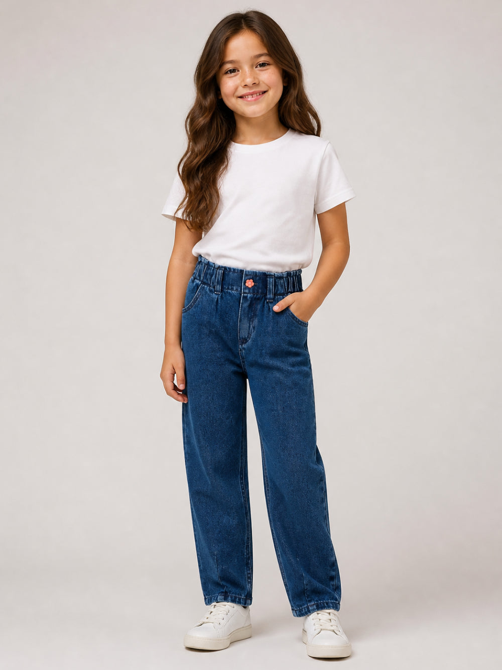 Jeans per bambina Kenzo Kids in denim con vita elasticizzata K61904 Z25 KENZO KIDS