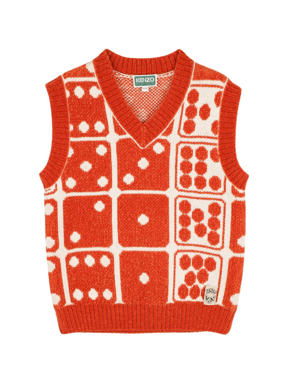 Gilet per bambino Kenzo Kids arancione con motivo a dadi K61925 421 KENZO KIDS