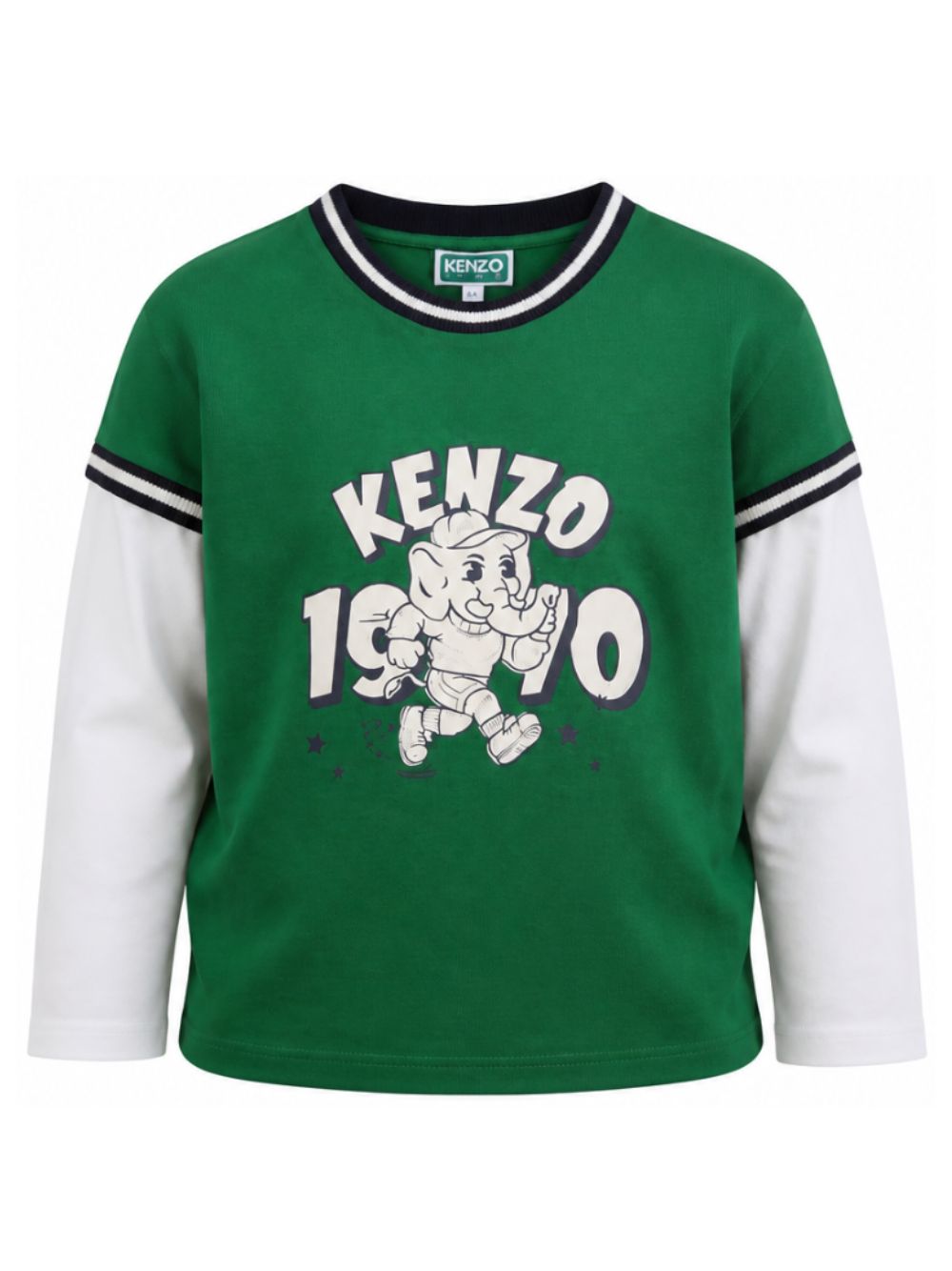 T-shirt per bambino Kenzo Kids verde con maniche a contrasto K61931 651 KENZO KIDS