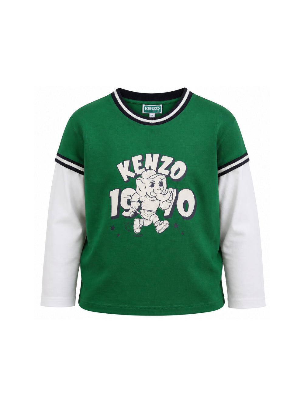 T-shirt per bambino Kenzo Kids verde con maniche a contrasto K61931 651 KENZO KIDS