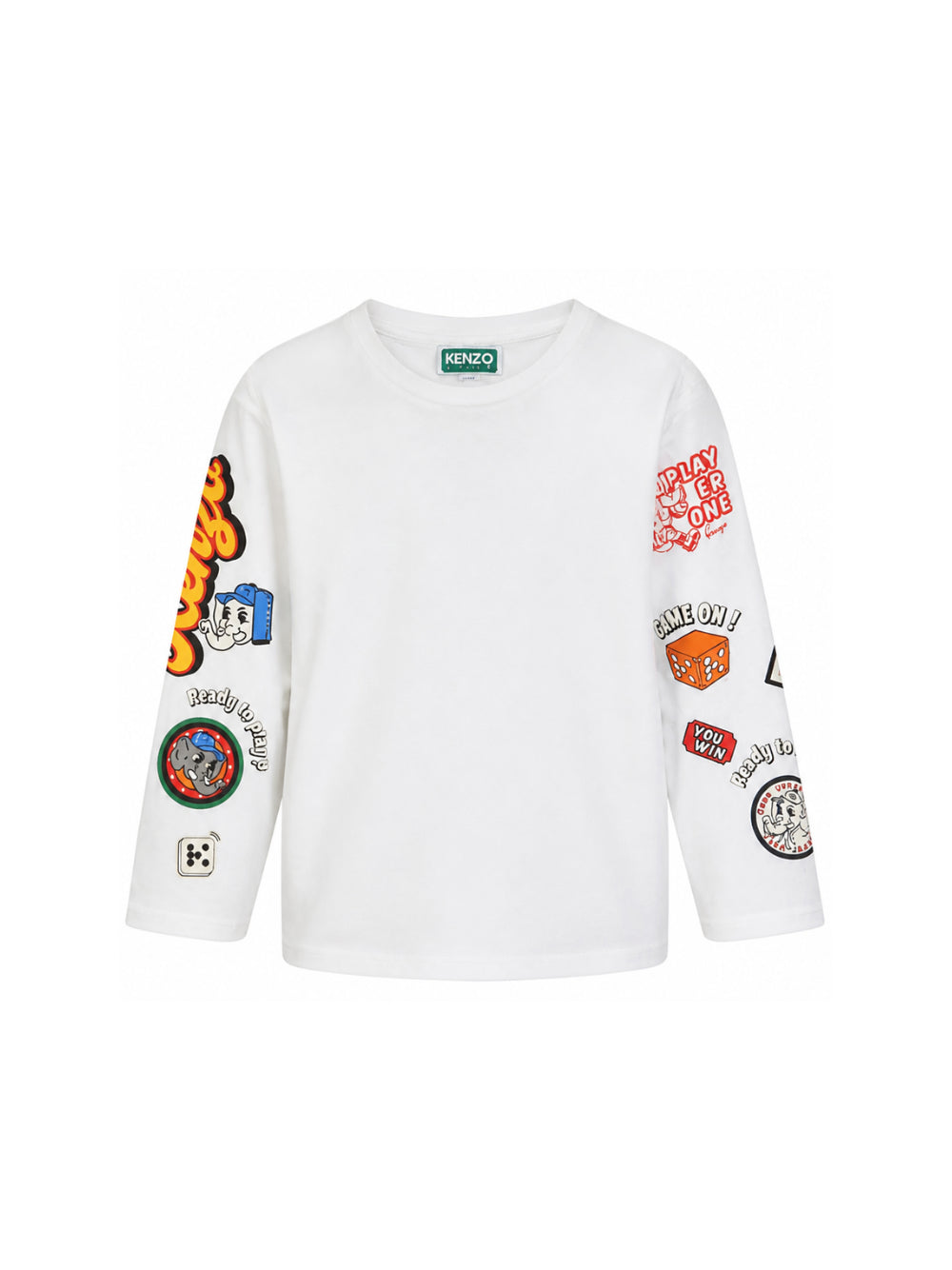 T-shirt per bambino Kenzo Kids bianca con stampa grafica sulle maniche K61933 117 KENZO KIDS