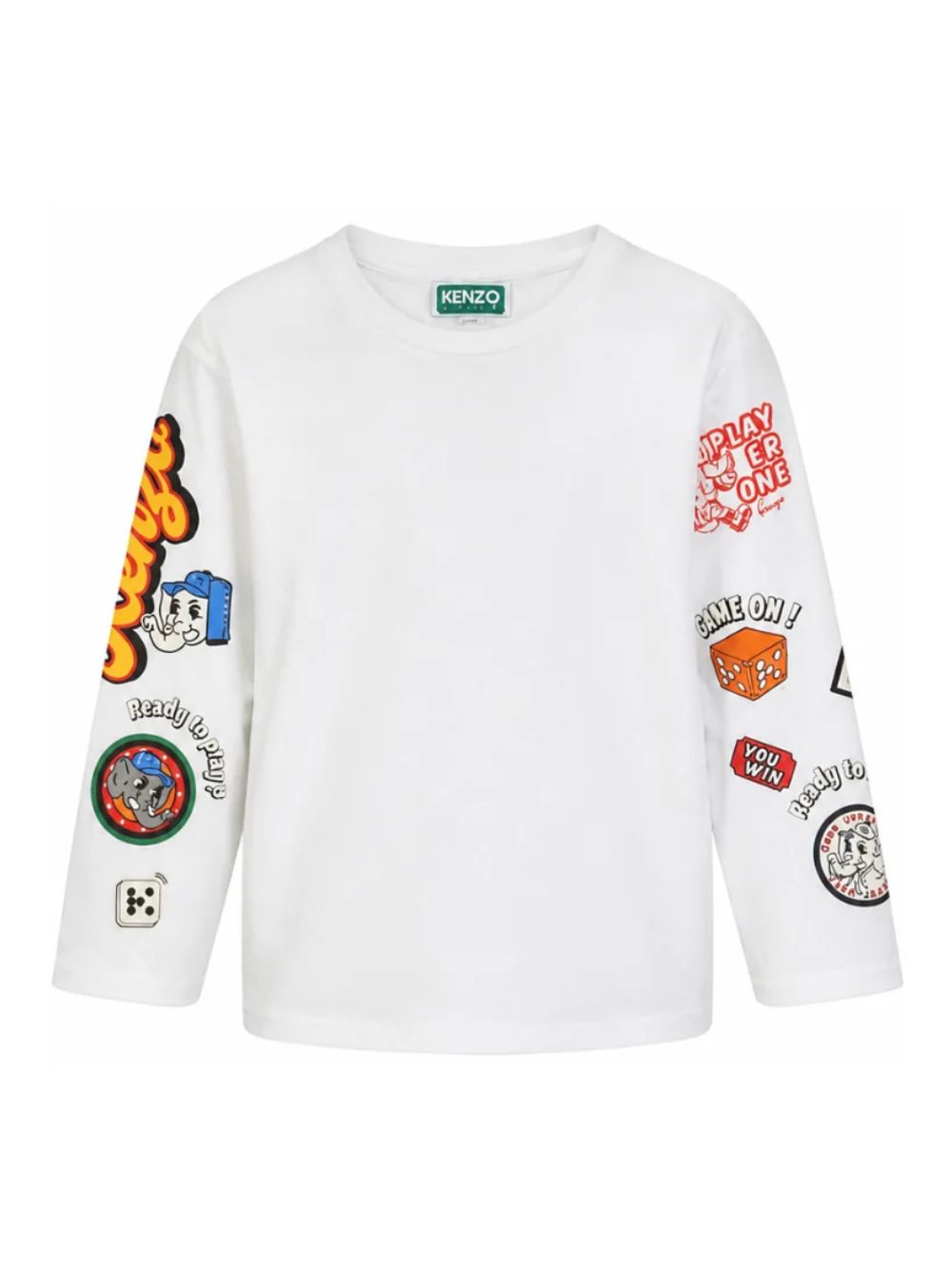 T-shirt per bambino Kenzo Kids bianca con stampa grafica sulle maniche K61933 117 KENZO KIDS