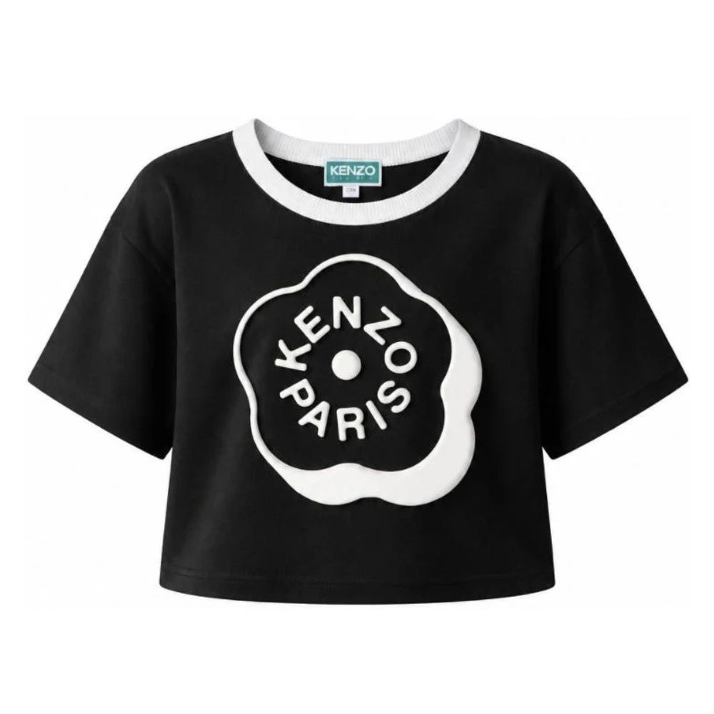 T-shirt per bambina Kenzo Kids nera con taglio crop K62004 09B KENZO KIDS