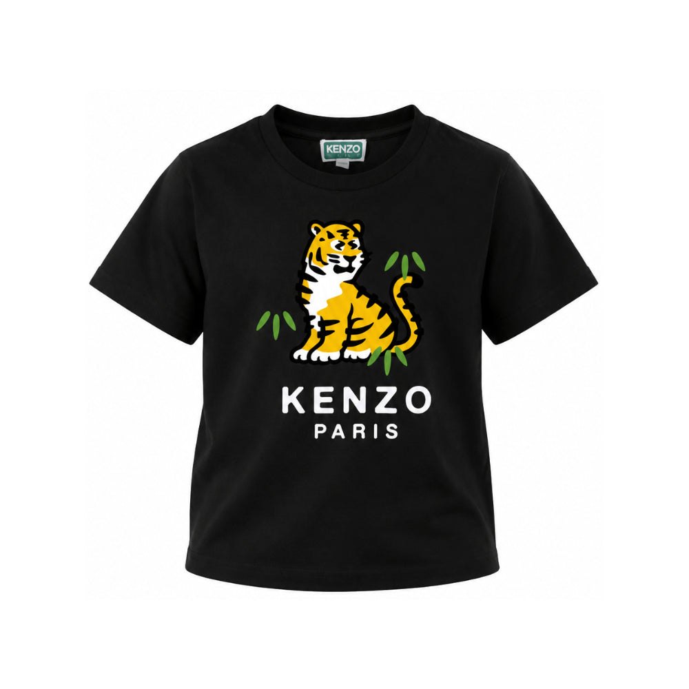T-shirt per bambino Kenzo Kids nera con motivo Tiger K62033 09B KENZO KIDS
