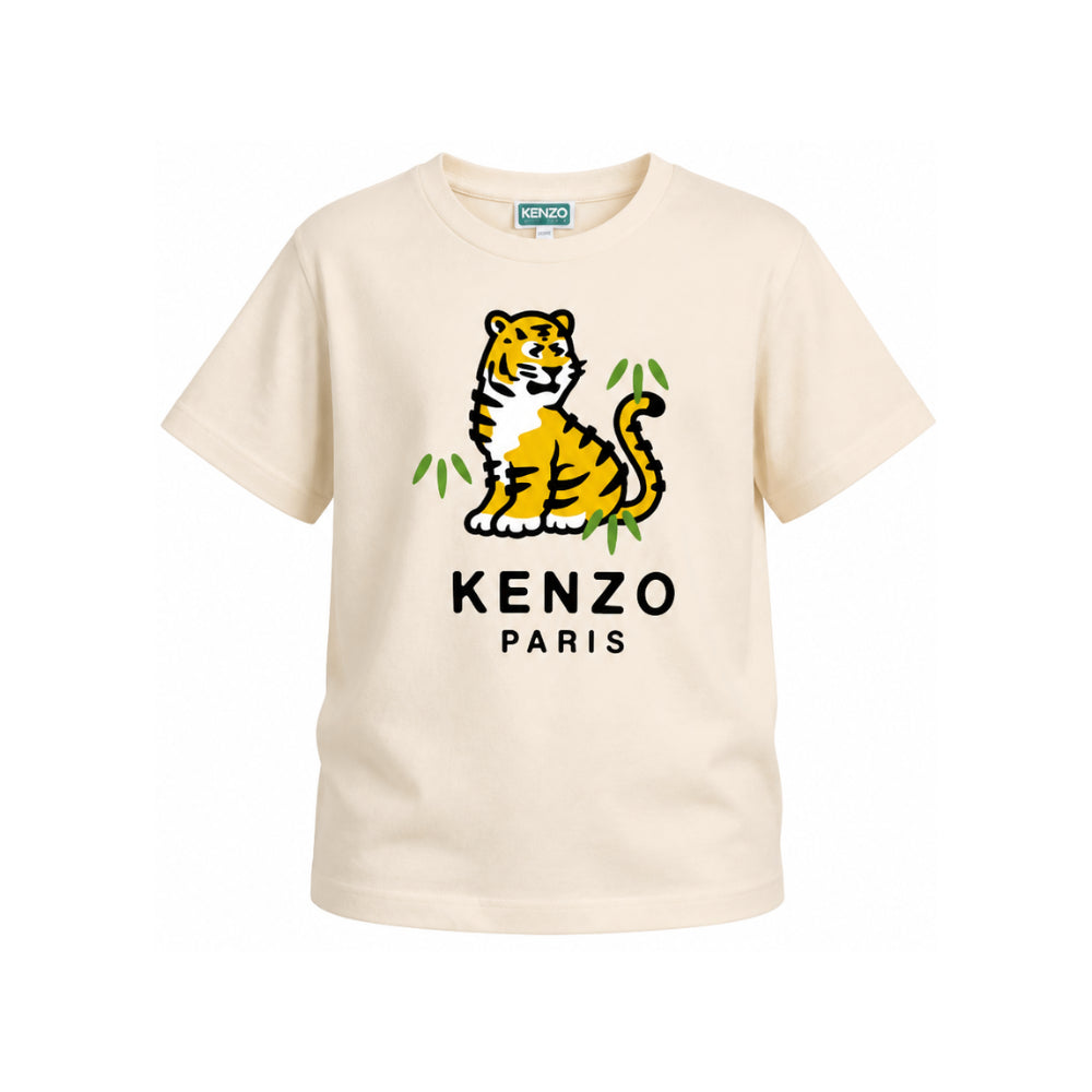 T-shirt per bambino Kenzo Kids beige con motivo Tiger K62033 21G KENZO KIDS