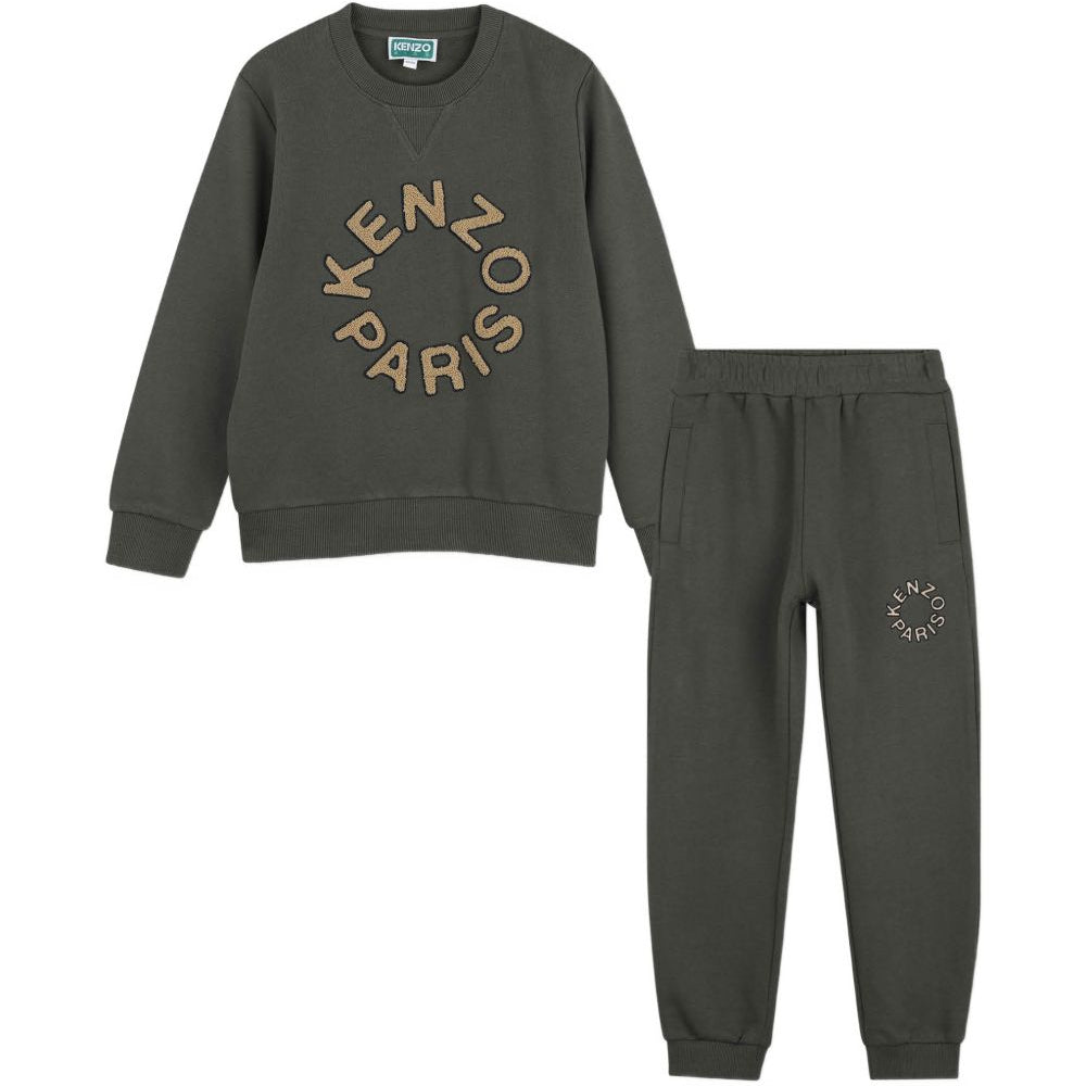 Tuta sportiva per bambino Kenzo Kids grigia con logo ricamato K62039 64Q KENZO KIDS