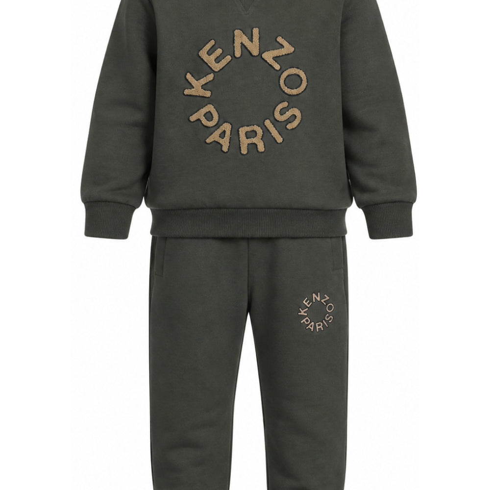 Tuta sportiva per bambino Kenzo Kids verde con logo ricamato K62039 64Q KENZO KIDS