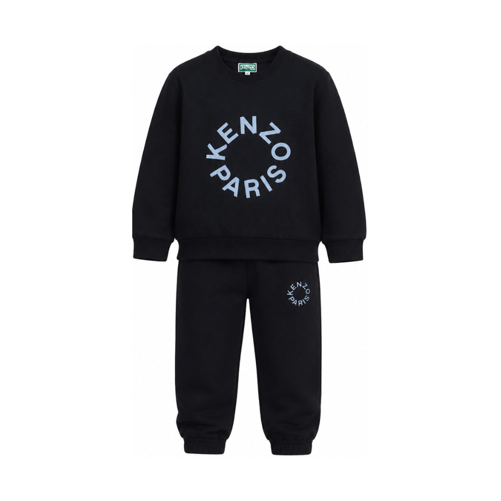 Tuta sportiva per bambino Kenzo Kids nera con logo stampato sul davanti K62039 845 KENZO KIDS