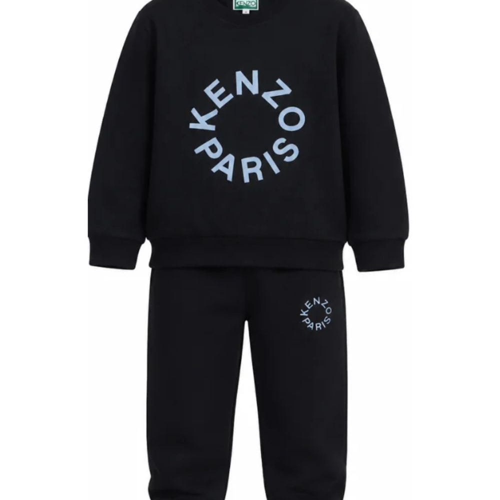 Tuta sportiva per bambino Kenzo Kids blu con logo stampato sul davanti K62039 845 KENZO KIDS