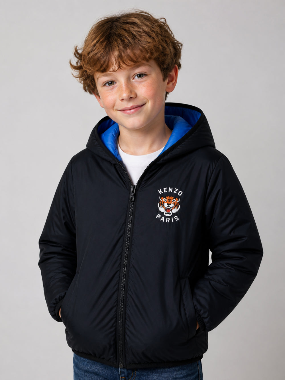 Giubbino per bambino Kenzo Kids nero con design reversibile K62047 845 KENZO KIDS