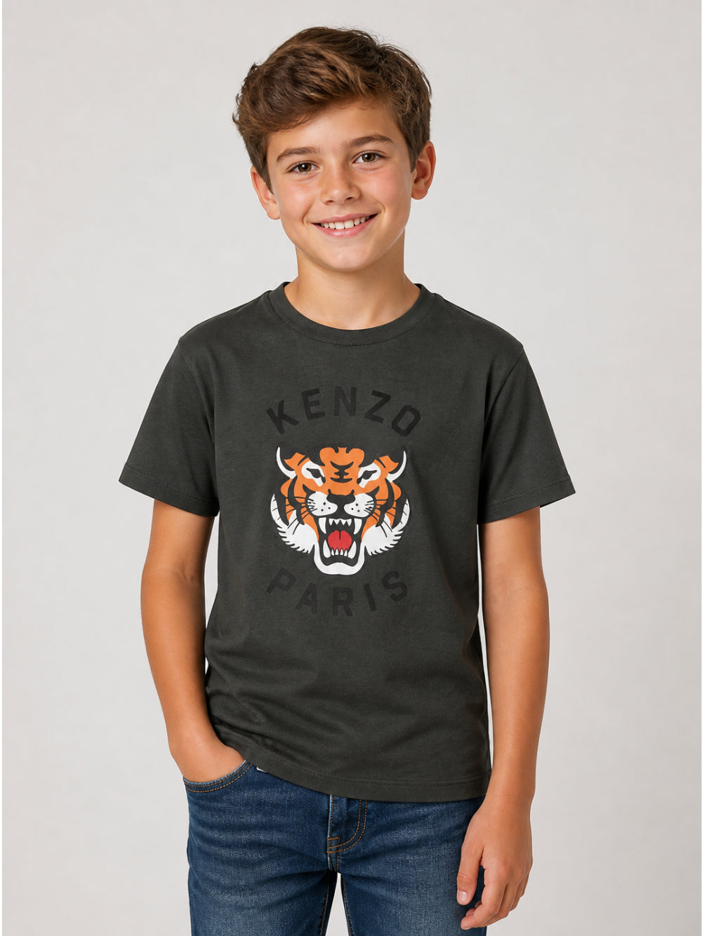 T-shirt per bambino Kenzo Kids verde con motivo Tiger K62051 64Q KENZO KIDS