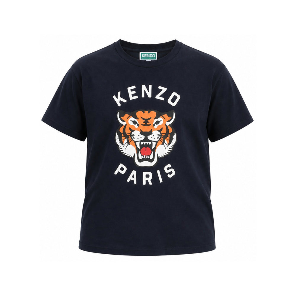 T-shirt girocollo per bambino Kenzo Kids blu con motivo Tiger Head K62051 845 KENZO KIDS