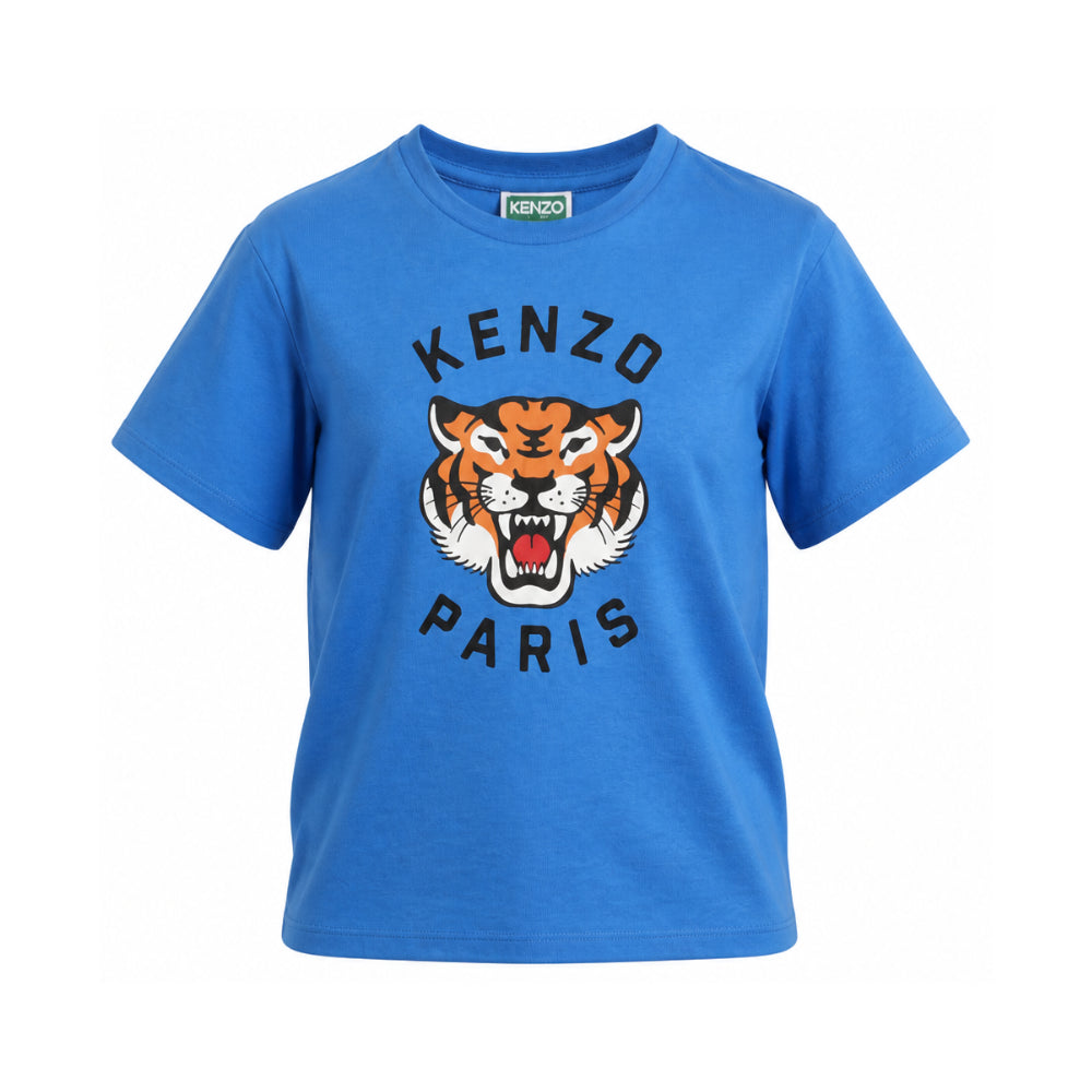 T-shirt per bambino Kenzo Kids azzurra con stampa logo sul davanti K62051 86J KENZO KIDS