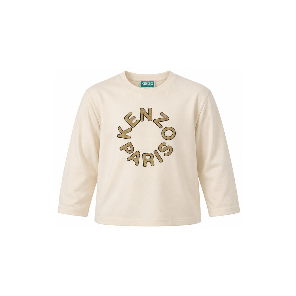 T-shirt per bambino Kenzo Kids beige con applicazione logo K62054 21G KENZO KIDS