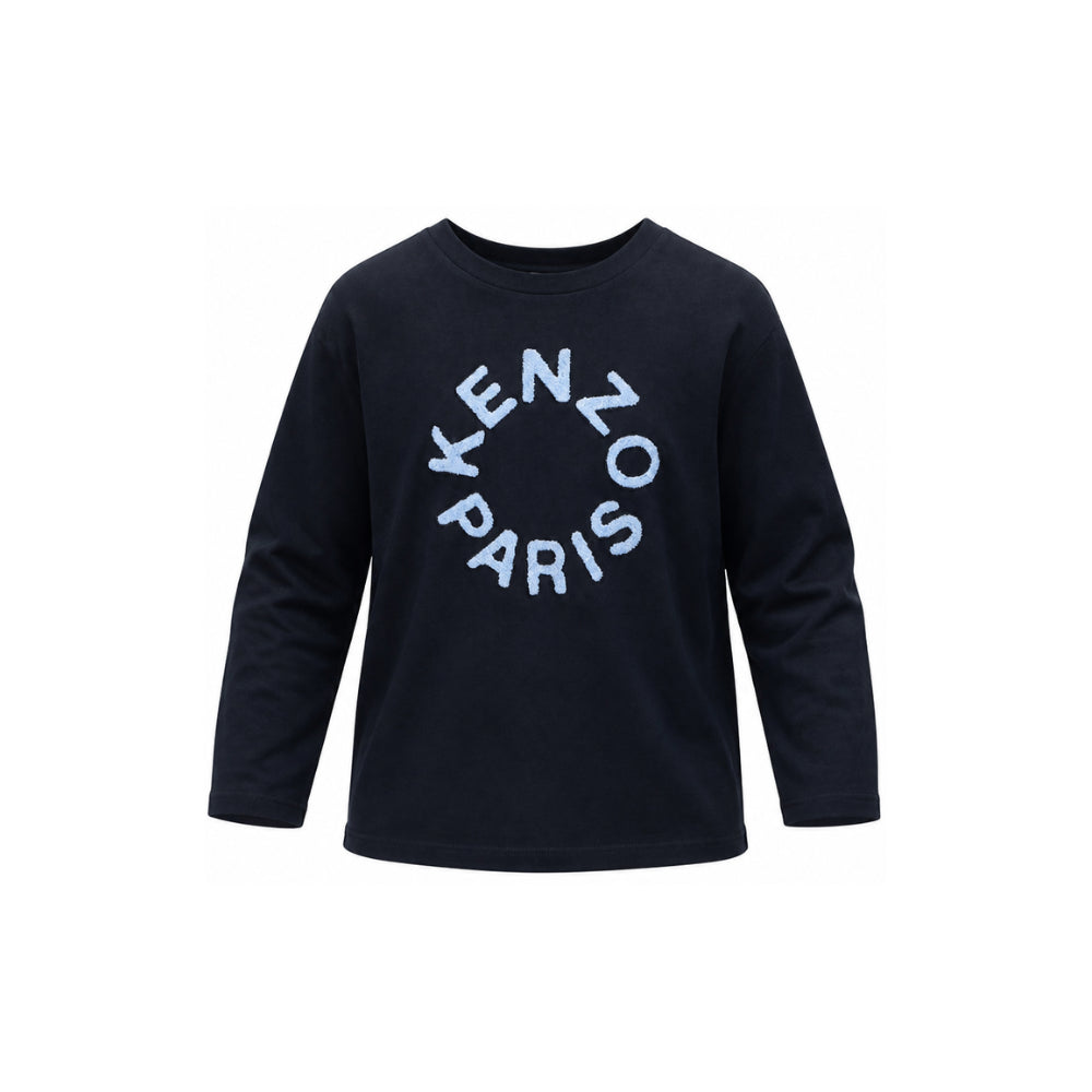 T-shirt per bambino Kenzo Kids blu con applicazione logo K62054 845 KENZO KIDS