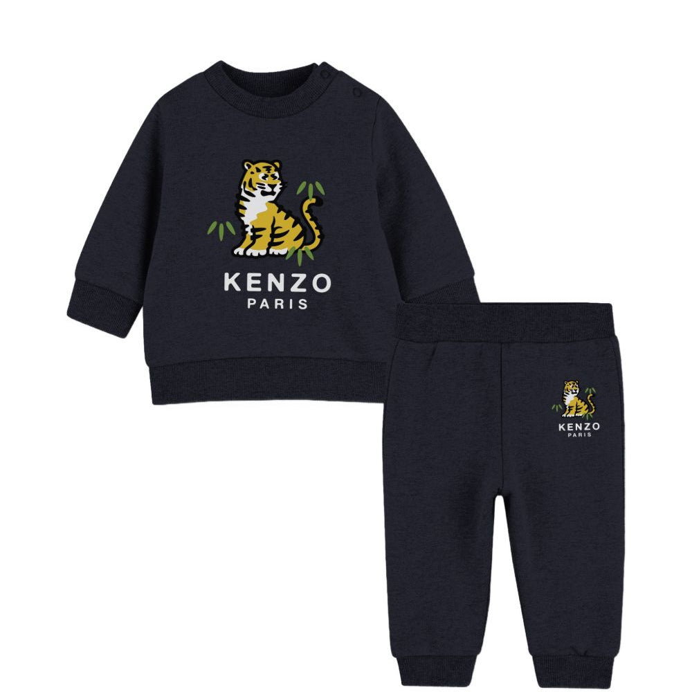Tuta sportiva per neonati Kenzo Kids blu con stampa tigre sul davanti K62102 845 KENZO KIDS