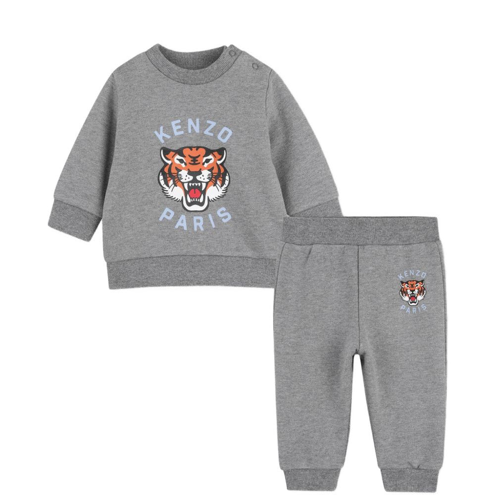 Tuta sportiva per neonato Kenzo Kids grigia con stampa Tiger K62102 A29 KENZO KIDS