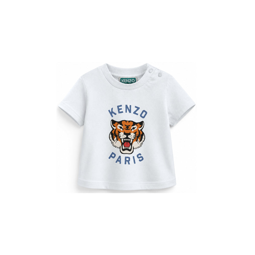 T-shirt per neonato Kenzo Kids azzurro con stampa grafica Tiger Head K62110 77M KENZO KIDS
