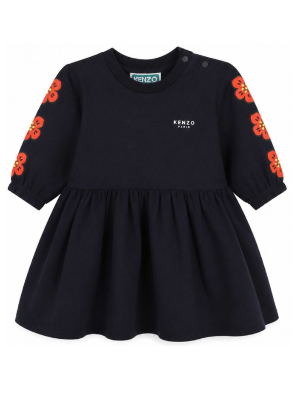 Abito svasato per neonata Kenzo Kids blu con stampa Boke Flower K62123 845 KENZO KIDS