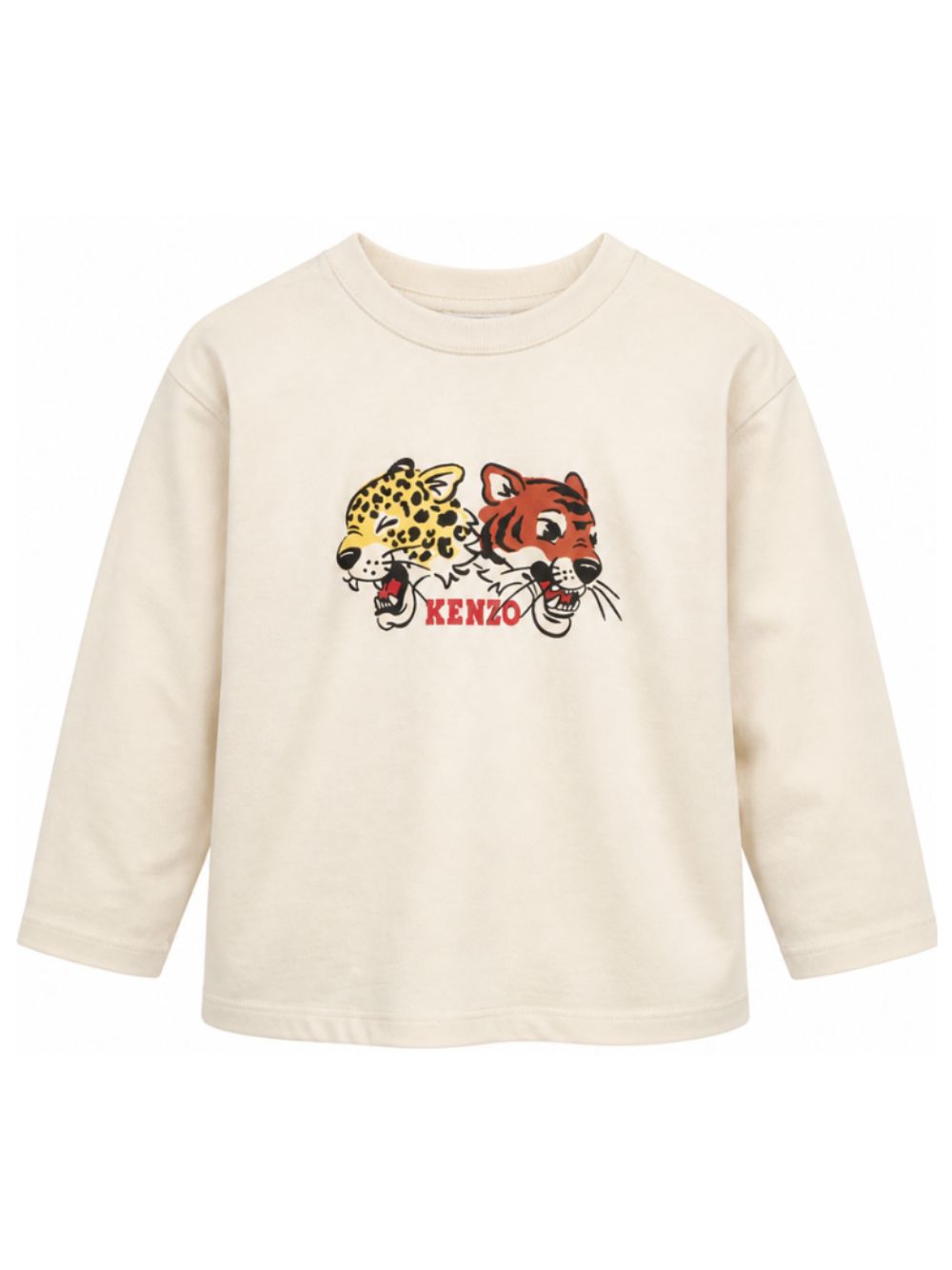 T-shirt per bambino Kenzo Kids beige con stampa Tigri sul davanti K62169 21G KENZO KIDS