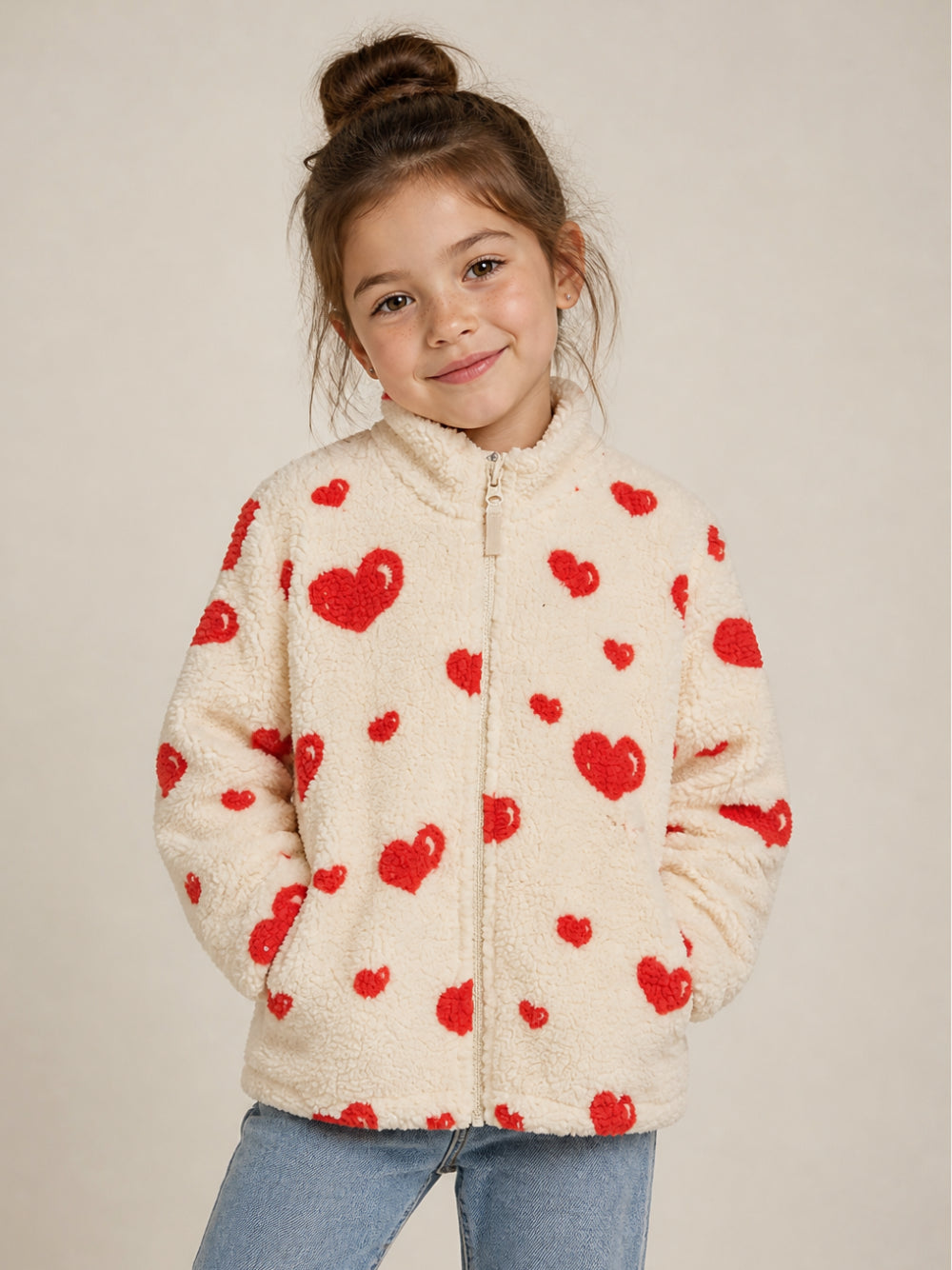 Giubbino per bambina Konges Slojd Kids bianco con stmpa a cuori KS105720 P15098 KONGES SLOJD KIDS