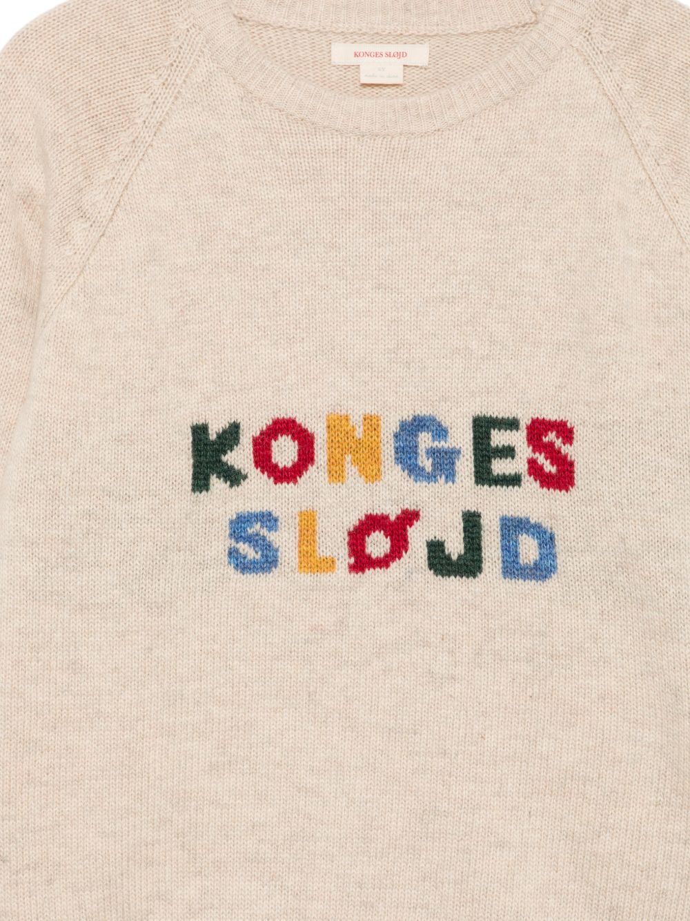 Felpa per bambino Konges Slojd Kids beige con logo ricamato sul davanti KS105921 S00026 KONGES SLOJD KIDS