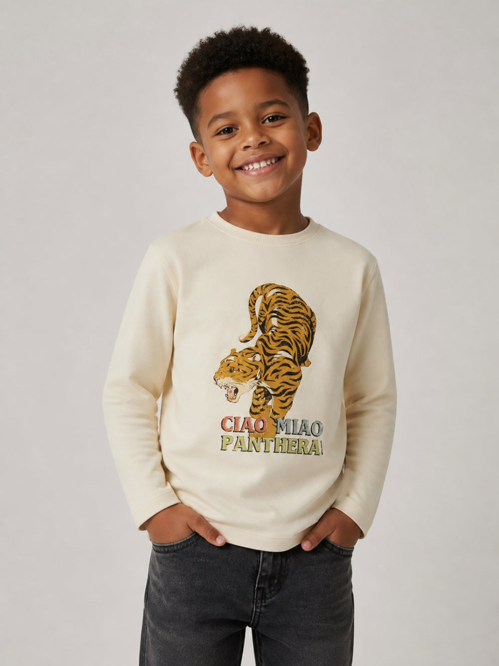 T-shirt per bambino Konges Sløjd Kids bianca con stampa animali KS106018 S00003 KONGES SLOJD KIDS