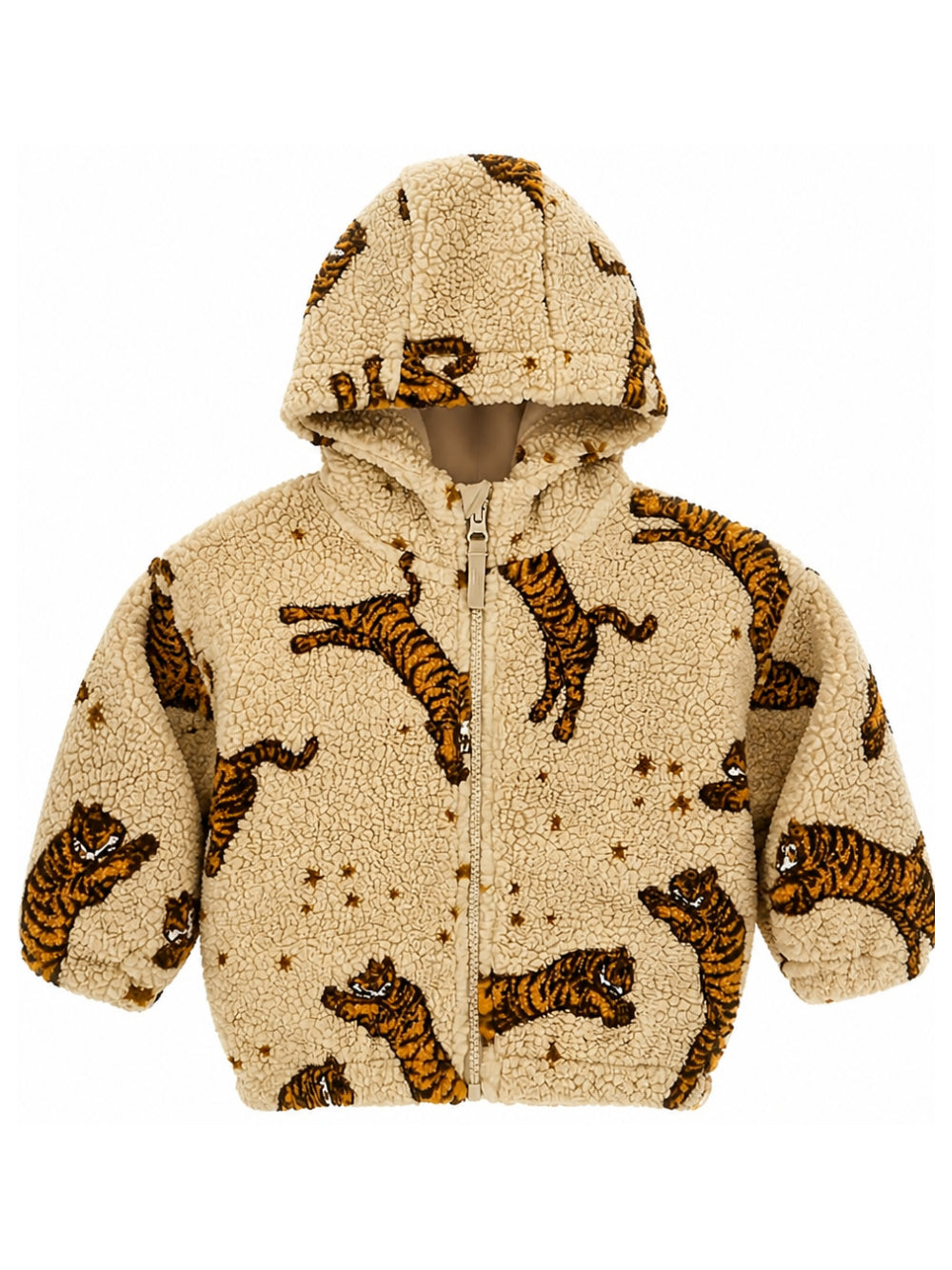 Giacca per bambino Konges Slojd beige effetto teddy con stampa tigre KS106048 P10098 KONGES SLOJD KIDS