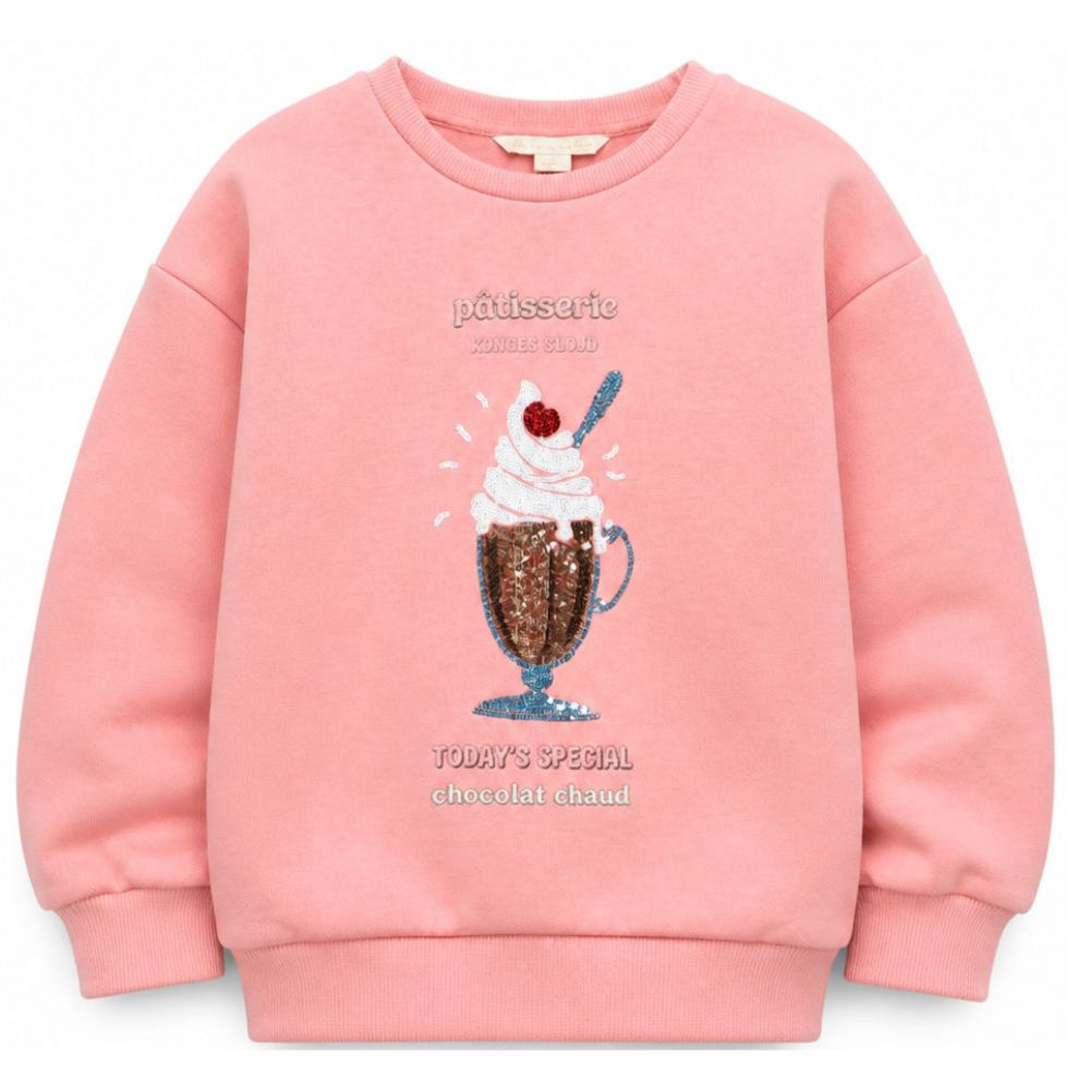 Felpa per bambina Konges Slojd Kids rosa con decorazione con paillettes KS106104 S30144 KONGES SLOJD KIDS