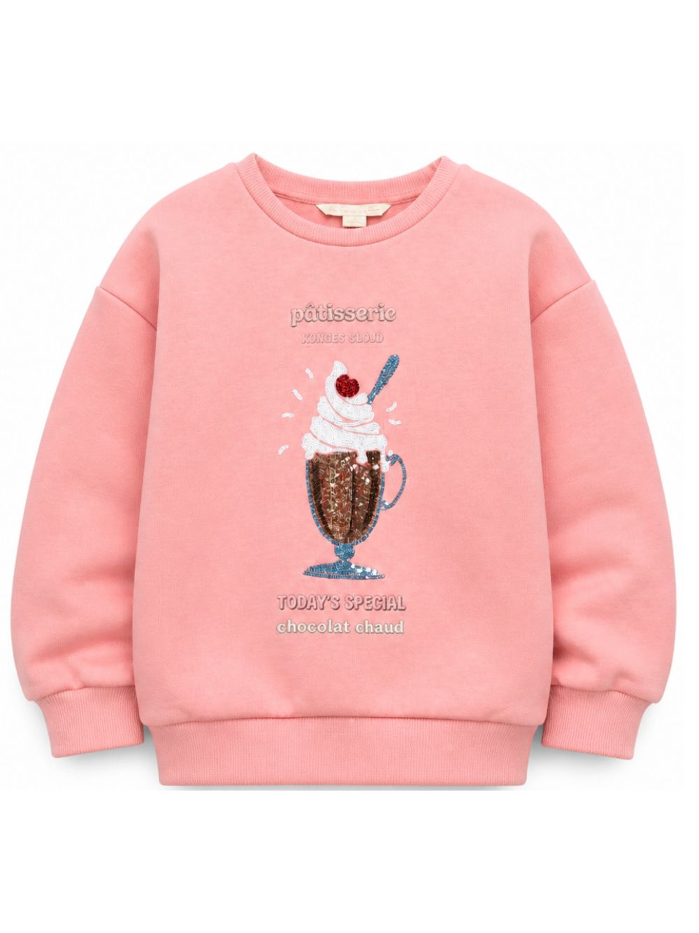 Felpa per bambina Konges Slojd Kids rosa con decorazione con paillettes KS106104 S30144 KONGES SLOJD KIDS