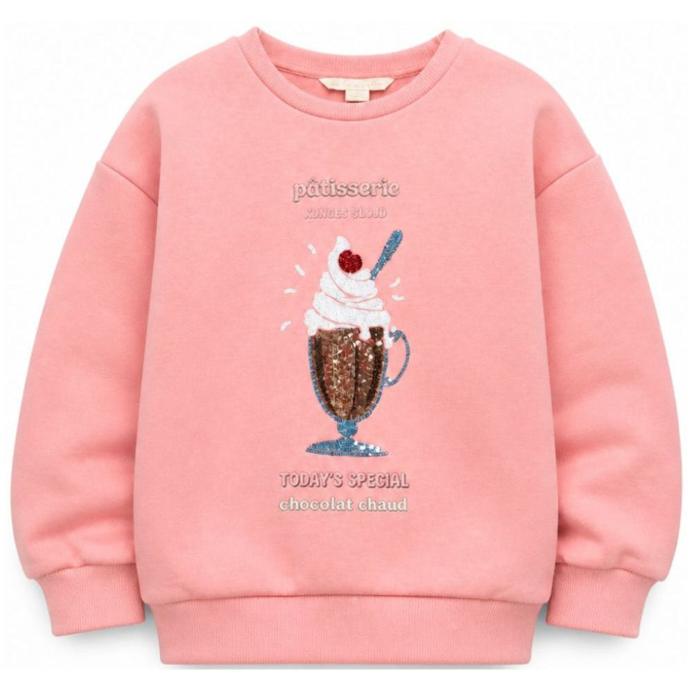 Felpa per bambina Konges Slojd Kids rosa con decorazione con paillettes KS106104 S30144 KONGES SLOJD KIDS