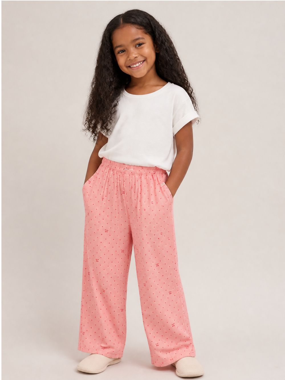 Pantaloni per bambina Konges Slojd rosacon stampa ciliegia all-over KS106147 P30137 KONGES SLOJD KIDS